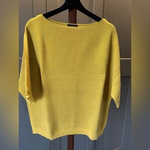 Lafayette 148 New York Mustard Ribbed Knit Top Size M